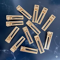 匿名発送 12個セット ゴールド ヘアクリップ 長方形 シンプル メタル ヘアピン まとめ売り
