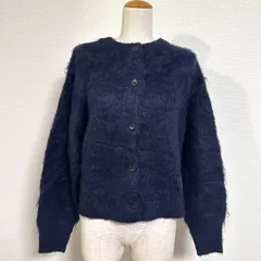 N ナチュラルビューティーベーシック 24AW クルーネックフェザーカーディガン ニットカーディガン ネイビー M