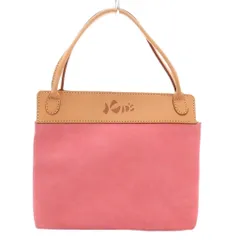 キタムラ Kitamura ハンドバッグ ロゴ バイカラー スエード レザー ピンク ベージュ /AE