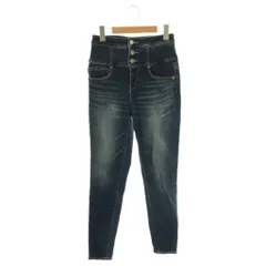 アズールバイマウジー AZUL by moussy HI-WAIST BUTTON DENIM SKINNY2 スキニーデニム パンツ ストレッチ S ブルー /HK ■OS