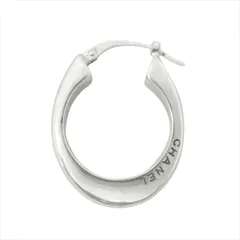 新品仕上げ済 極美品 シャネル CHANEL フープ ピアス 片耳 ロゴ 刻印 アクセサリー ジュエリー SV925 オールド ビンテージ ヴィンテージ シルバー レディース◆８