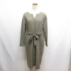 アンタイトル UNTITLED 長袖 スキッパー シャツ ワンピース 2 カーキ 日本製