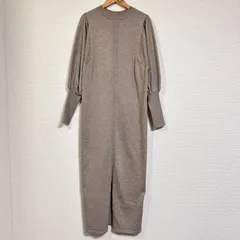 サロンアダムエロペ マシンウォッシャブルボリュームスリーブニットワンピース バックスリット ベージュ FREE