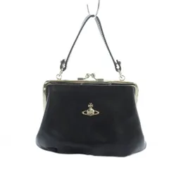 ヴィヴィアンウエストウッド Vivienne Westwood ハンドバッグ レザー ゴールド金具 がま口 ロゴ 黒 ブラック ■GY18 /MQ