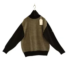 X01059 ニットプルオーバー Black＆White ブラックアンドホワイト スポーツウエア タートルネック ゴルフウエア 黒 ブラック 千鳥格子柄 レディース Lサイズ