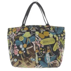レスポートサック LesportSAC ポーチ付き 花柄 トートバッグ ハンドバッグ 黒