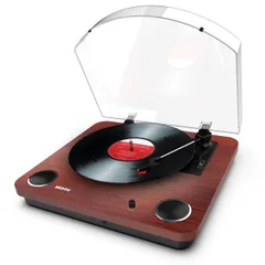 新品 ION Audioレコードプレーヤー スピーカー内蔵 USB ヘッドホン端子 レコードの音をUSB接続でPCに録音可能 33-1/3、45、78回転対応 アイオン Max LP マホガニー