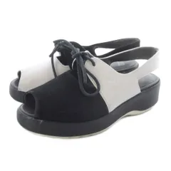 カンペール CAMPER TWINS オープントゥ 厚底 サンダル ストラップ 切替 35 黒 白