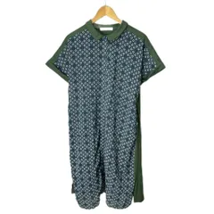 アズノウアズ as know as plus 総柄 シャツワンピース 半袖 ロング F グリーン ■FY