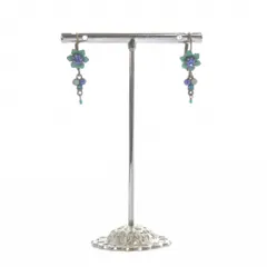 ミハエルネグリン Michal Negrin 花 ピアス ゴールド色 青