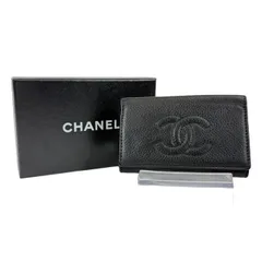 【ヴィンテージ・美品】CHANEL シャネル キャビアスキン 6連 キーケース ココマーク 4番台 ブラック 黒色 ゴールド金具 レザー 本革 レディース メンズ ユニセックス 男女兼用 1990年代前半 箱付き 人気