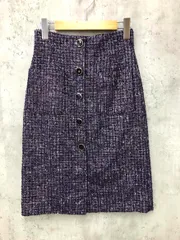 PROPORTION プロポーション ボディドレッシング ツイード フロントボタン スカート sizeS/紫 ■■ レディース