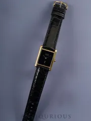 カルティエ マストタンク LM 681006 クォーツ Cal.81 SV925 革 純正尾錠（GP） オニキス文字盤（SWISS表記） オーバーホール済み 新品仕上げ済み