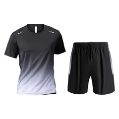 [Ghankga] スポーツウェア メンズ 2/3/4点上下セット フィットネスウェア 半袖 ランニングウェア コンプレッションウェア ショートパンツ スポーツタイツ トレーニングウェア 吸汗速乾 通気 夏服