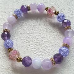 激レア❣️】アメジスト 牛穴 お花ブレス 天然石ブレスレット 13,800 
