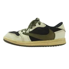 NIKE ナイキ フェイクバスターズ鑑定済×Travis Scott Air Jordan 1 Low OG Medium Olive トラヴィススコット エアジョーダン1 ロー OG スニーカー 15cm【中古】