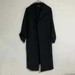 TIME レディース ブラック ベルト付き トレンチ コート (55-66)