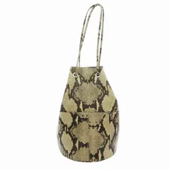 マルコマージ MARCO MASI 巾着 ショルダーバッグ パイソン柄 レザー ベージュ 茶 ブラウン /HO