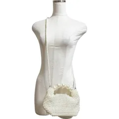 パールバッグ　ビーズバッグ　ハンドバッグ　ショルダーバッグ　フォーマルバッグ　パーティバッグ　白