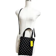 キルティングレザー　２wayバッグ　ラインストーン付き　ショルダーバッグ　ハンドバッグ　フェイクレザー　ブラック　黒