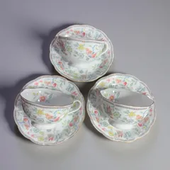 【3客揃】 NARUMI CHINA カップ&ソーサー 鳥 花柄 マグカップ 紅茶 コーヒー カップ 茶器 昭和 レトロ アンティーク