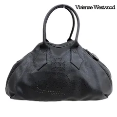 美品 ヴィヴィアンウエストウッド Vivienne Westwood メタルロゴ パンチングオーブ ヤスミン ショルダー トートバッグ 黒 メンズ レディース