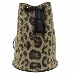 アンドレア・マビアーニ ANDREA MABIANI 巾着バッグ ショルダー パイソン柄 レザー タッセル ポーチ付き ベージュ /FF