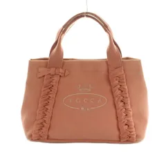 トッカ TOCCA ハンドバッグ キャンバス フリル リボン ロゴ刺繍 ピンク /MI ■OS