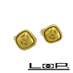 シャネル ■美品■ヴィンテージ■ ココマーク イヤリング クリップ式 ひし形 スクエア ゴールド GP 97A 箱 【488504】7
