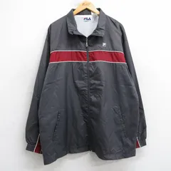 XL/古着 フィラ FILA 長袖 ナイロン ジャケット メンズ 00年代 00s ワンポイントロゴ 大きいサイズ ロング丈 濃グレー 25nov20