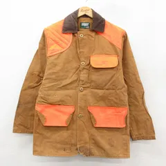 M/古着 SAFTBAK 長袖 ハンティング ジャケット メンズ 80年代 80s 襟コーデュロイ ダック地 USA製 茶系 25nov20