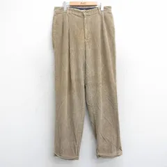 W33/古着 トミーヒルフィガー ブランド コーデュロイ パンツ メンズ 90年代 90s ワンポイントロゴ 太畝 ベージュ 25nov20
