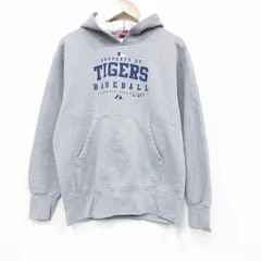 M/古着 マジェスティック 長袖 スウェット パーカー メンズ 00年代 00s  MLBデトロイトタイガース 薄グレー 霜降りアメジャーリーグ ベースボール 野球 25nov20