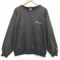 XL/古着 チャンピオン champion 長袖 スウェット メンズ 90年代 90s ワンポイントロゴ クルーネック 濃グレー 霜降り 25nov20