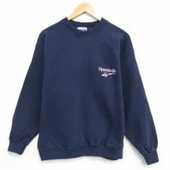 M/古着 リーボック 長袖 スウェット メンズ 90年代 90s ワンポイントロゴ クルーネック USA製 濃紺 25nov20