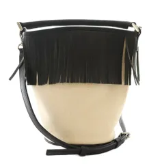 アヤコ AYAKO フリンジバケットバッグ 2way ハンド ショルダー アイボリー 黒 ブラック /SS ■OS