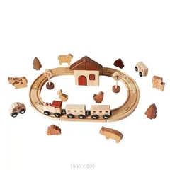 木製 トレインセット 電車とレールと街 のりもの くるま 木のおもちゃ