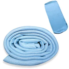 円筒形抱き枕専用カバー 90x20cm抱き枕に対応 接触冷感 丸洗い 涼感 すずしい 洗濯可能 (ライトブルー)