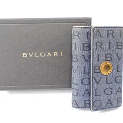 Ft1309881 ブルガリ キーケース 6連 ロゴマニア ネイビー メンズ BVLGARI 中古