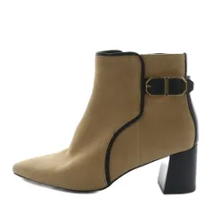 コールハーン COLE HAAN モダン クラシックス エティ ブーティ ショートブーツ スエード 7.5 ベージュ 黒 ブラック /AQ ■OS