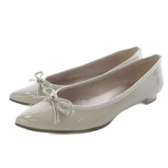 銀座かねまつ GINZA Kanematsu エナメル フラットシューズ パンプス 25cm グレージュ DW2158