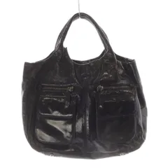 トッズ TOD'S エナメル ハンドバッグ 黒