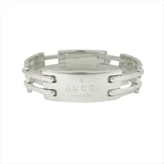 新品仕上げ済 新同 極美品 グッチ GUCCI ロゴ プレート ブレスレット バングル シルバー アクセサリー ジュエリー オールド SV925 レディース メンズ◆７