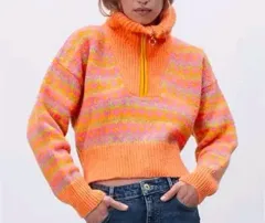 ザラ クロップド ハーフジップ ニット