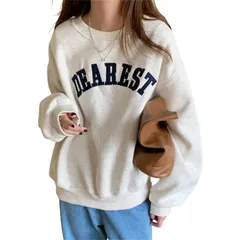 特価商品　韓国 ファッション ロンt 長袖tシャツ ロゴ プリント 英字 お洒落 無地 可愛い おしゃれ 長袖 大きいサイズ 秋服 カジュアル トップス プルオーバー 冬 秋 パーカー 部屋着 裏起毛 スウェット レディース トレーナー [Shanique]