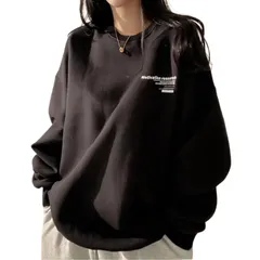 人気商品　長袖 トップス 秋 裏起毛 冬 スウェット プルオーバー 大きいサイズ 薄手 ゆったり おしゃれ パーカー ロゴ レディース バックプリント 英字 ロンt 韓国 トレーナー ファッション 可愛い 無地 部屋着 [Augseed] 丸首 お洒落 秋冬