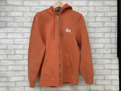 Stussy ステューシー 長袖ジップパーカー メンズ オレンジ sizeS ストリート 使用感あり