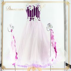 社交ダンス　バングル　フロート　オーストリッチ　スタンダード　ドレス　まみよん 社交ダンス マラボー フロート ファー ドレス スタンダード リボン 社交ダンス