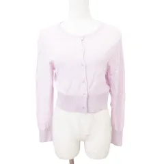 マーキュリーデュオ MERCURYDUO 美品 24ss ビジューボタンニットカーディガン ショート丈 長袖 F パステルピンク