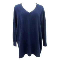 スローブ イエナ SLOBE IENA  Vネック ウールニット ワイド 長袖 無地 ワンサイズ 紺 ネイビー A0217